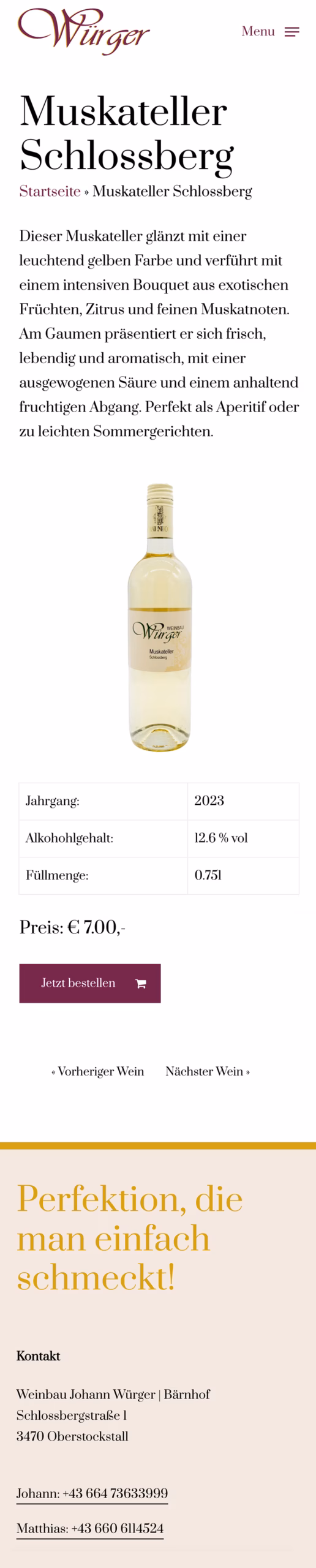 Responsive Single Wine Page