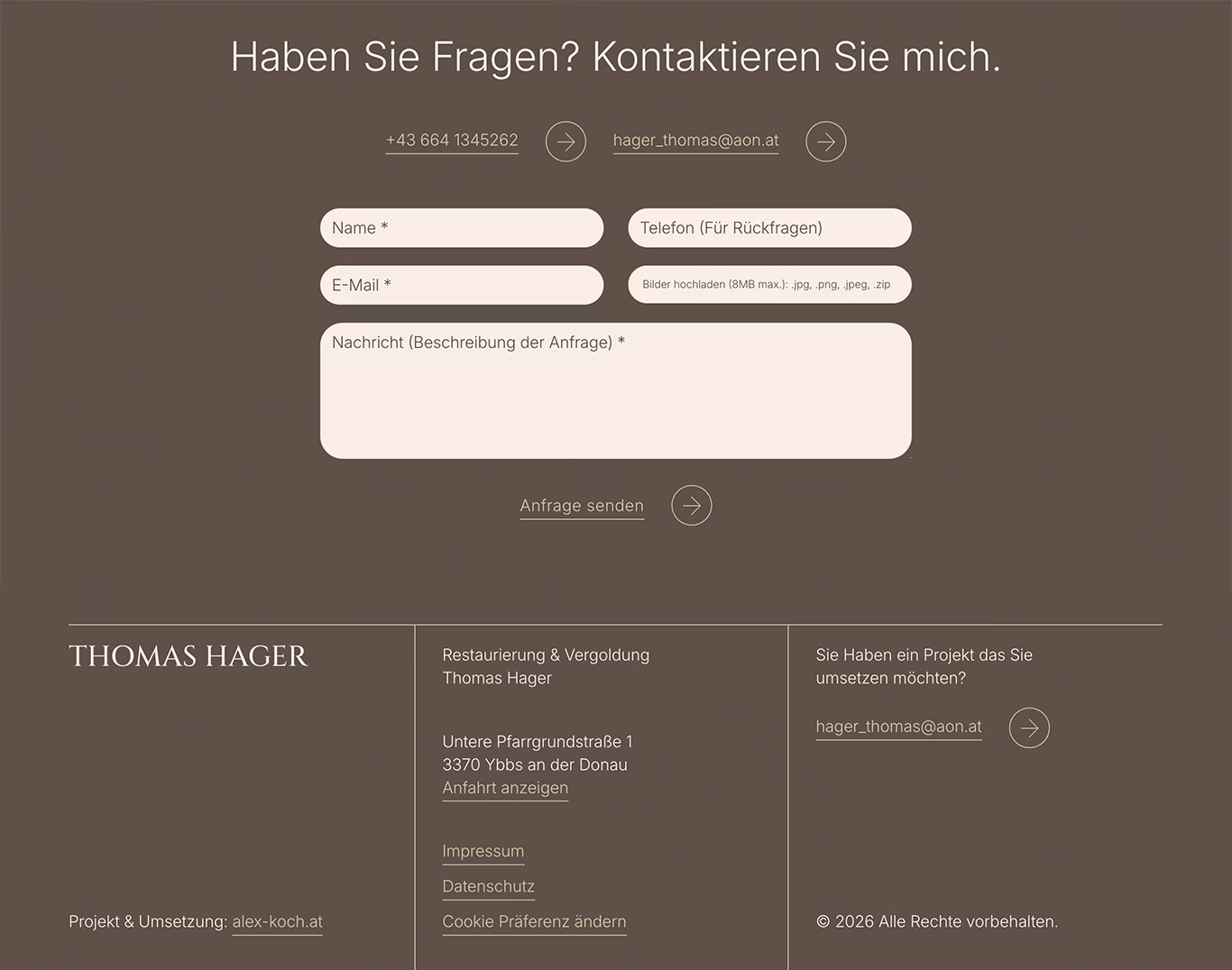 Footer Design - Landingpage - Restaurierung und Vergoldung