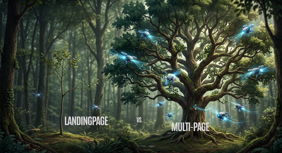 Landingpage vs. Multipage, was rankt besser. 